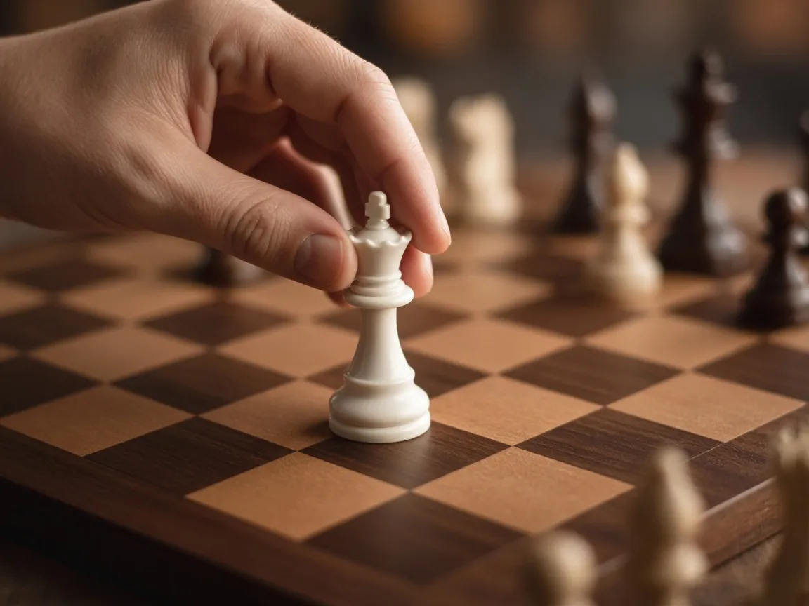 Illustrative photograph of a chess piece being moved. Not a documented academy event.