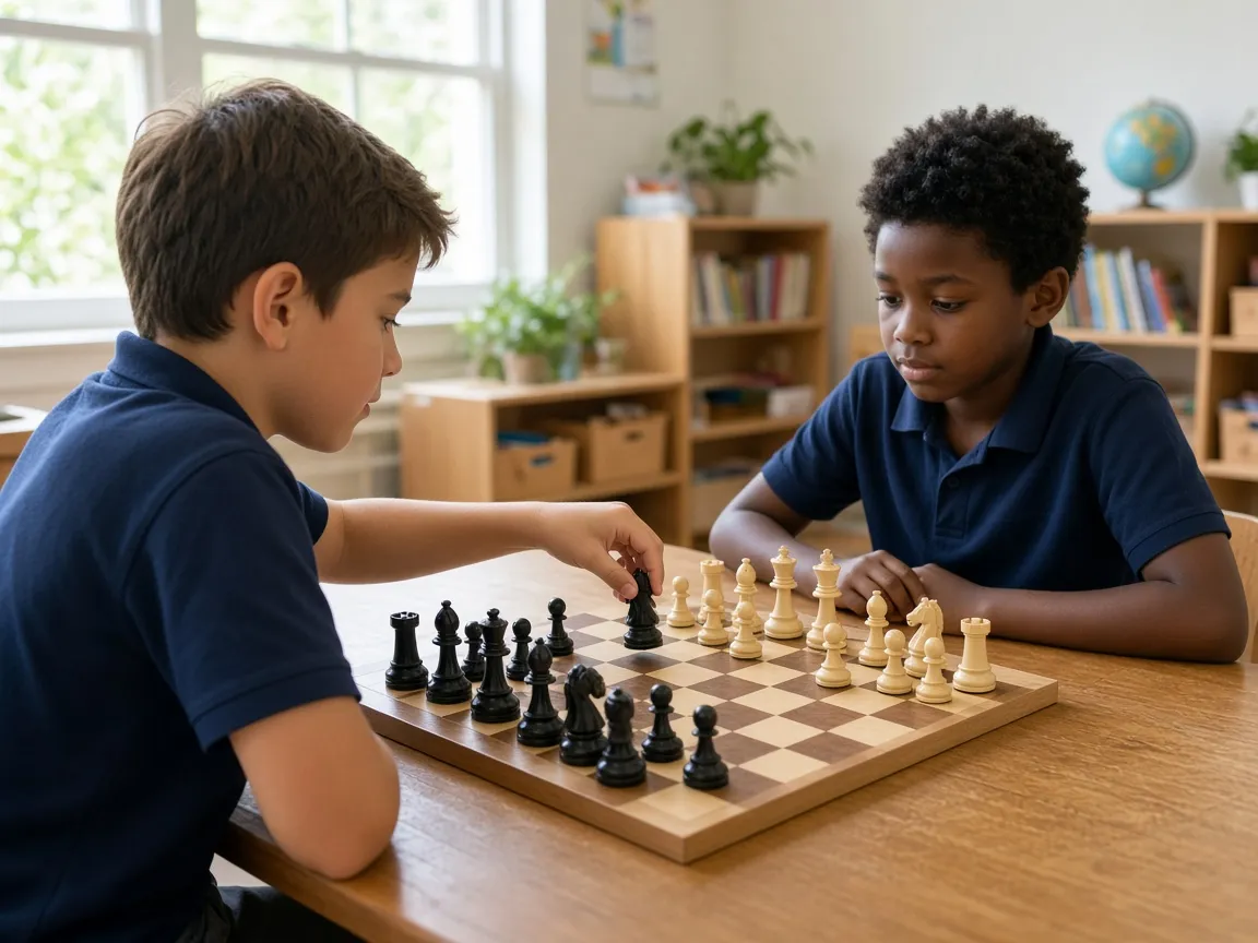 Illustrative chess photograph. Not a documented academy tournament or result.